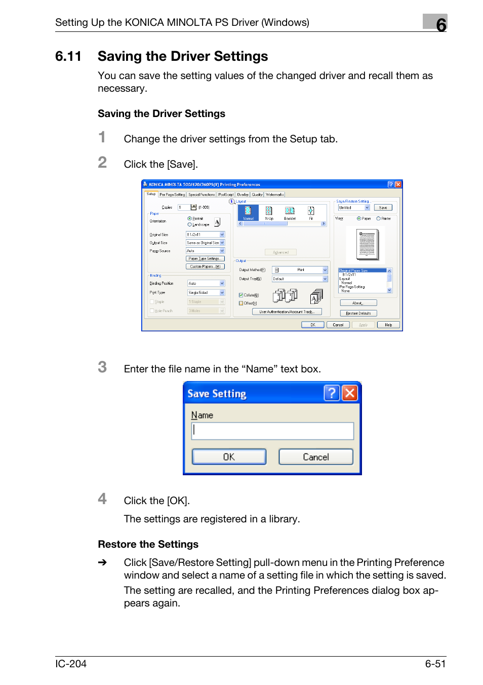 11 saving the driver settings, Saving the driver settings -51 | Konica Minolta bizhub 420 User Manual | Page 235 / 401