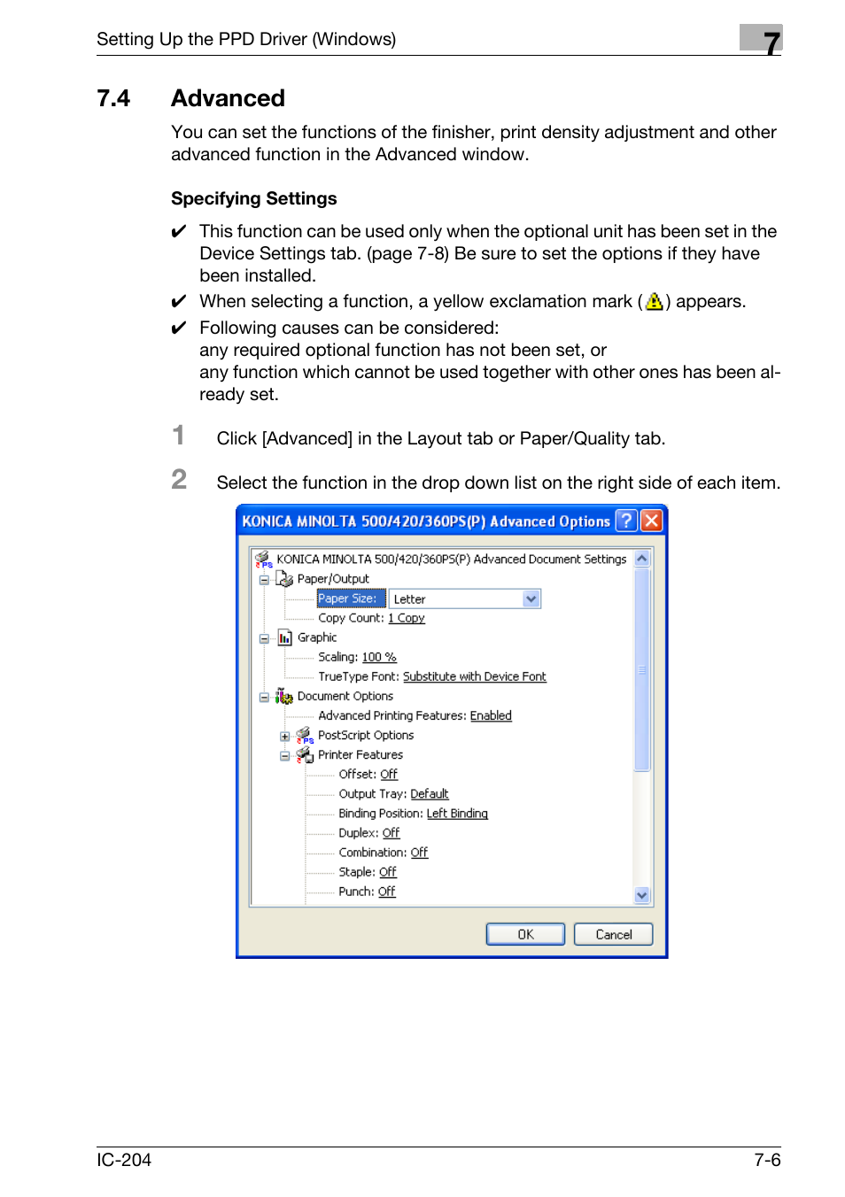 4 advanced, Advanced -6, Specifying settings -6 | Konica Minolta bizhub 420 User Manual | Page 242 / 401