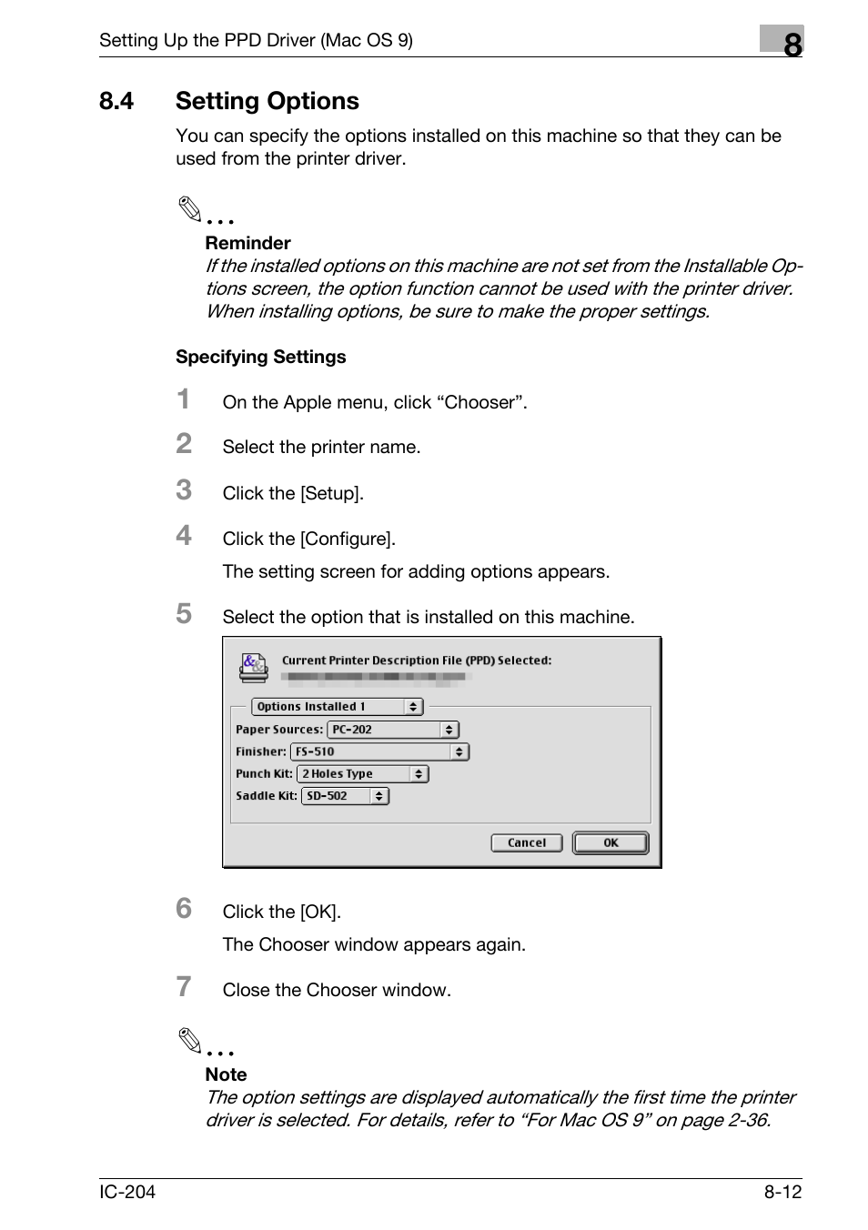 4 setting options, Setting options -12, Specifying settings -12 | Konica Minolta bizhub 420 User Manual | Page 257 / 401