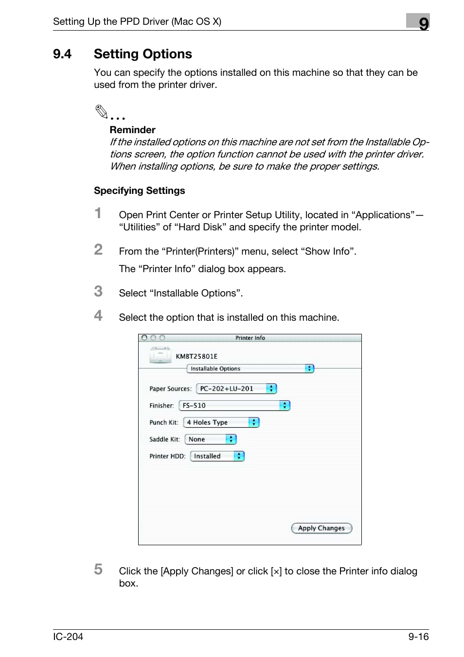 4 setting options, Setting options -16, Specifying settings -16 | Konica Minolta bizhub 420 User Manual | Page 273 / 401