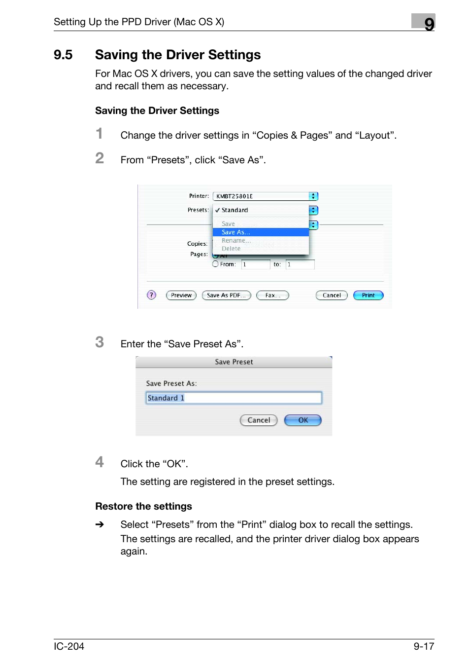 5 saving the driver settings, Saving the driver settings -17 | Konica Minolta bizhub 420 User Manual | Page 274 / 401