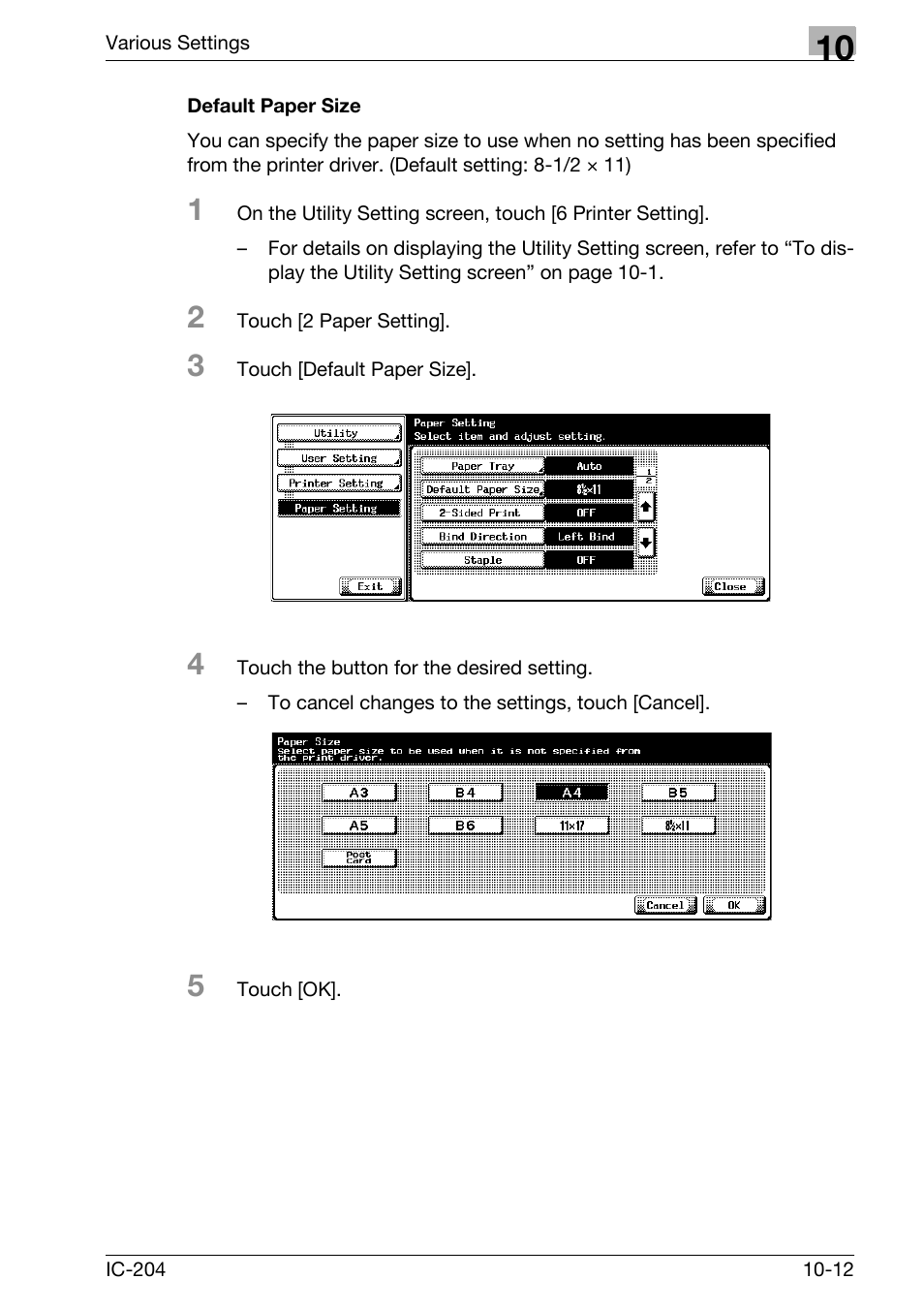 Default paper size -12 | Konica Minolta bizhub 420 User Manual | Page 287 / 401