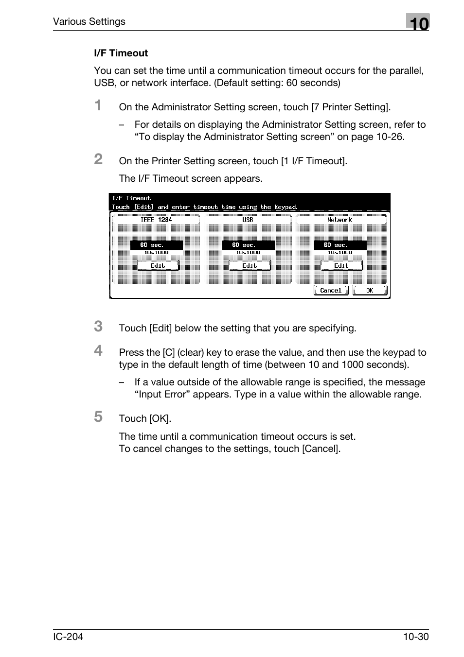 I/f timeout -30 | Konica Minolta bizhub 420 User Manual | Page 305 / 401