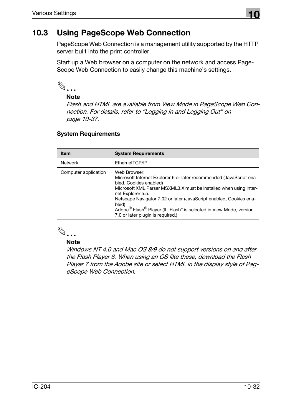 System requirements -32, 3 using pagescope web connection | Konica Minolta bizhub 420 User Manual | Page 307 / 401