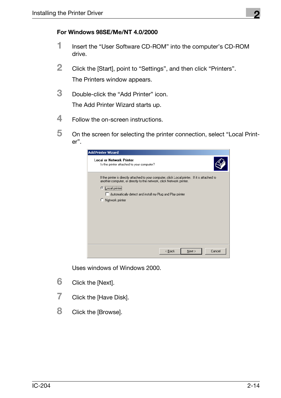 For windows 98se/me/nt 4.0/2000 -14 | Konica Minolta bizhub 420 User Manual | Page 46 / 401