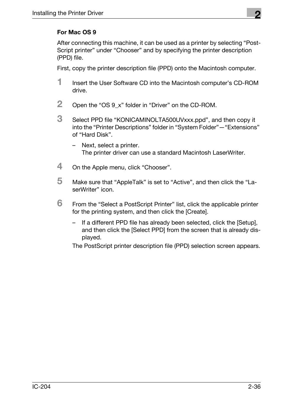 For mac os 9 -36 | Konica Minolta bizhub 420 User Manual | Page 68 / 401