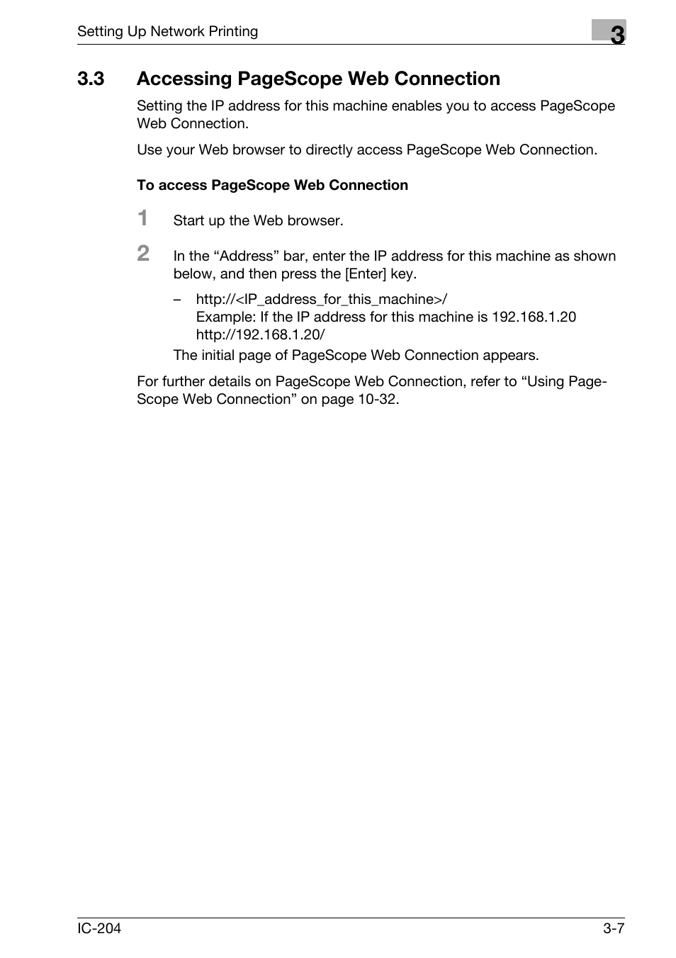 3 accessing pagescope web connection | Konica Minolta bizhub 420 User Manual | Page 78 / 401