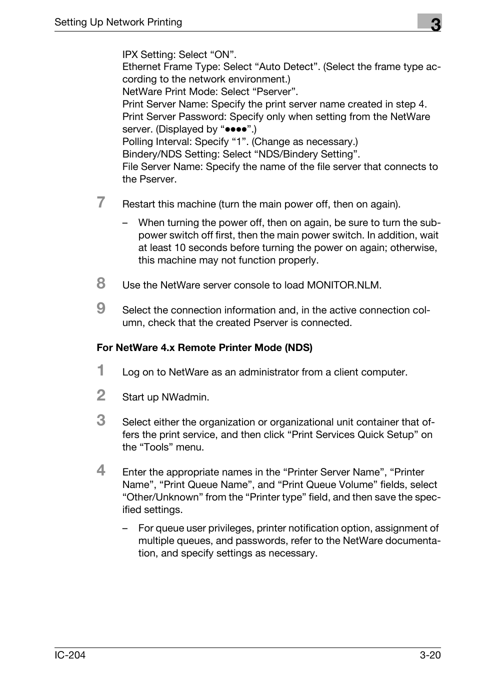 For netware 4.x remote printer mode (nds) -20 | Konica Minolta bizhub 420 User Manual | Page 91 / 401