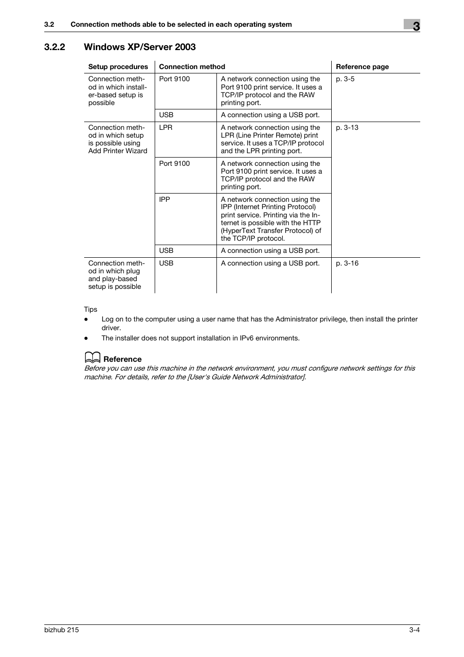 2 windows xp/server 2003, Windows xp/server 2003 -4 | Konica Minolta Bizhub 215 User Manual | Page 20 / 88