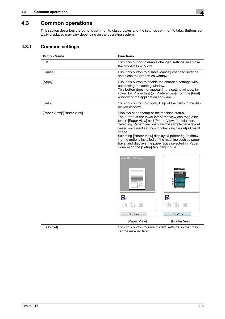 3 common operations, 1 common settings, Common operations -6 | Common settings -6 | Konica Minolta Bizhub 215 User Manual | Page 40 / 88