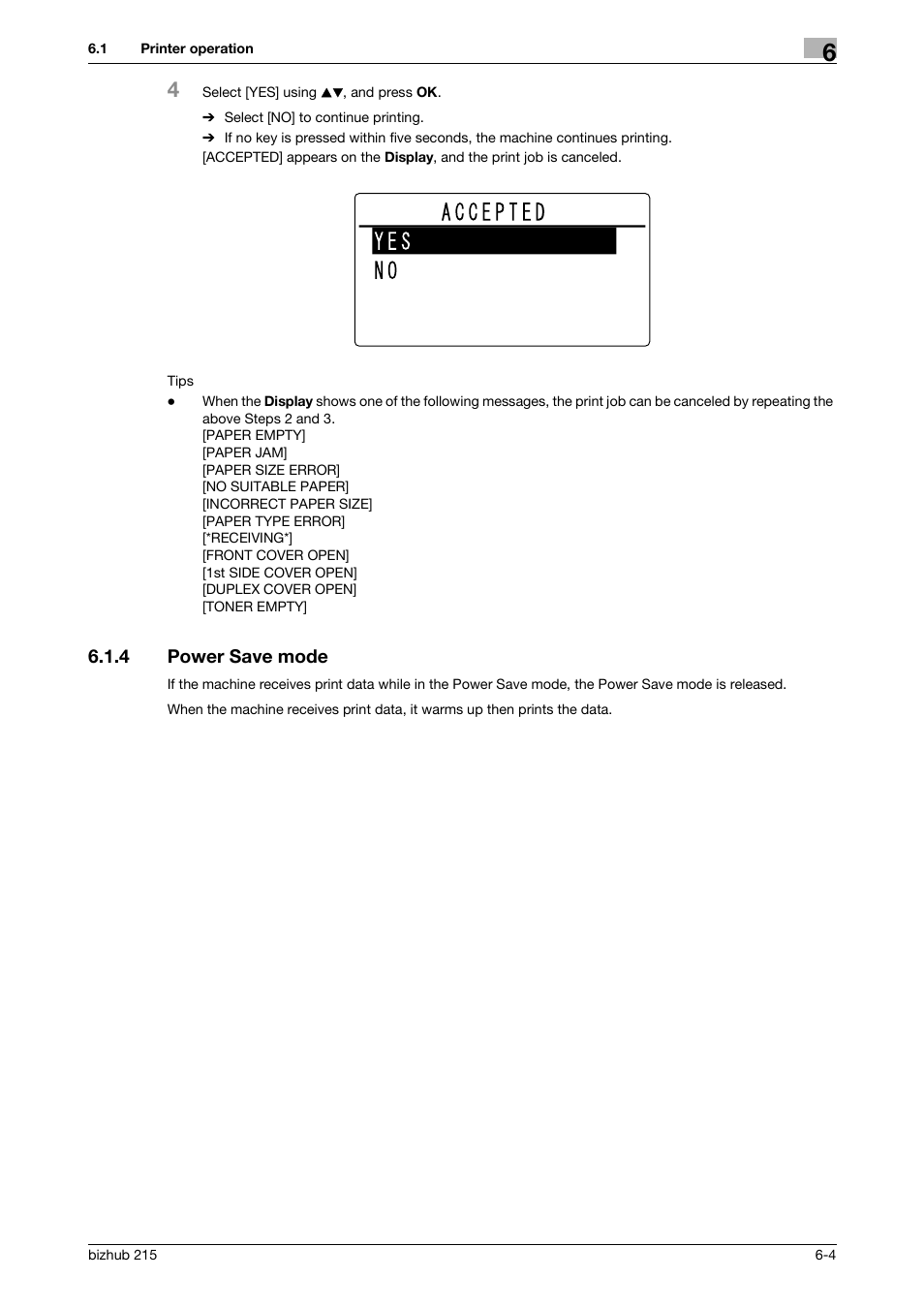 4 power save mode, Power save mode -4 | Konica Minolta Bizhub 215 User Manual | Page 66 / 88