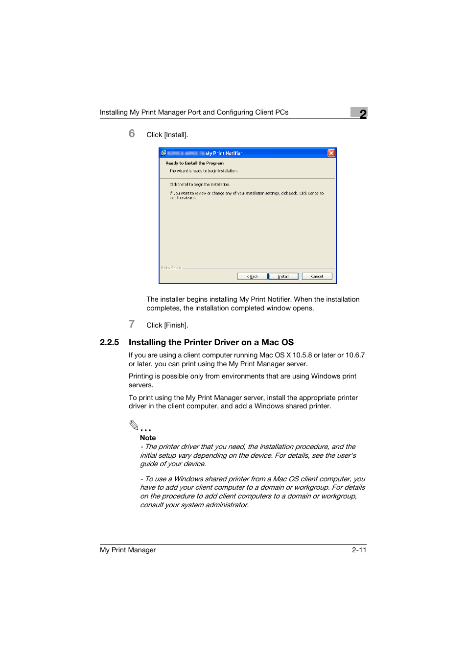 5 installing the printer driver on a mac os, Installing the printer driver on a mac os -11 | Konica Minolta PageScope Enterprise Suite User Manual | Page 25 / 53