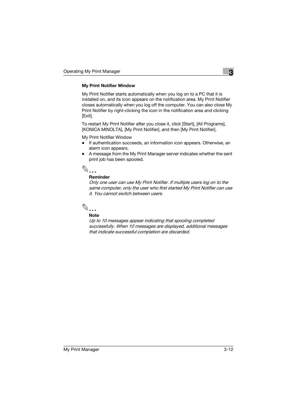 My print notifier window, My print notifier window -12 | Konica Minolta PageScope Enterprise Suite User Manual | Page 44 / 53