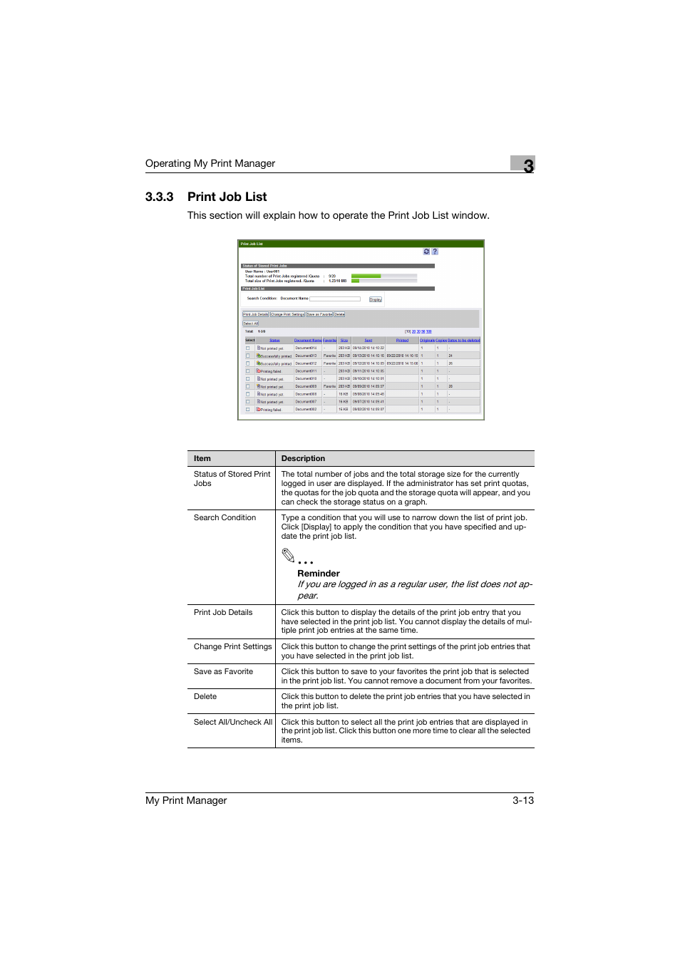 3 print job list, Print job list -13 | Konica Minolta PageScope Enterprise Suite User Manual | Page 45 / 53