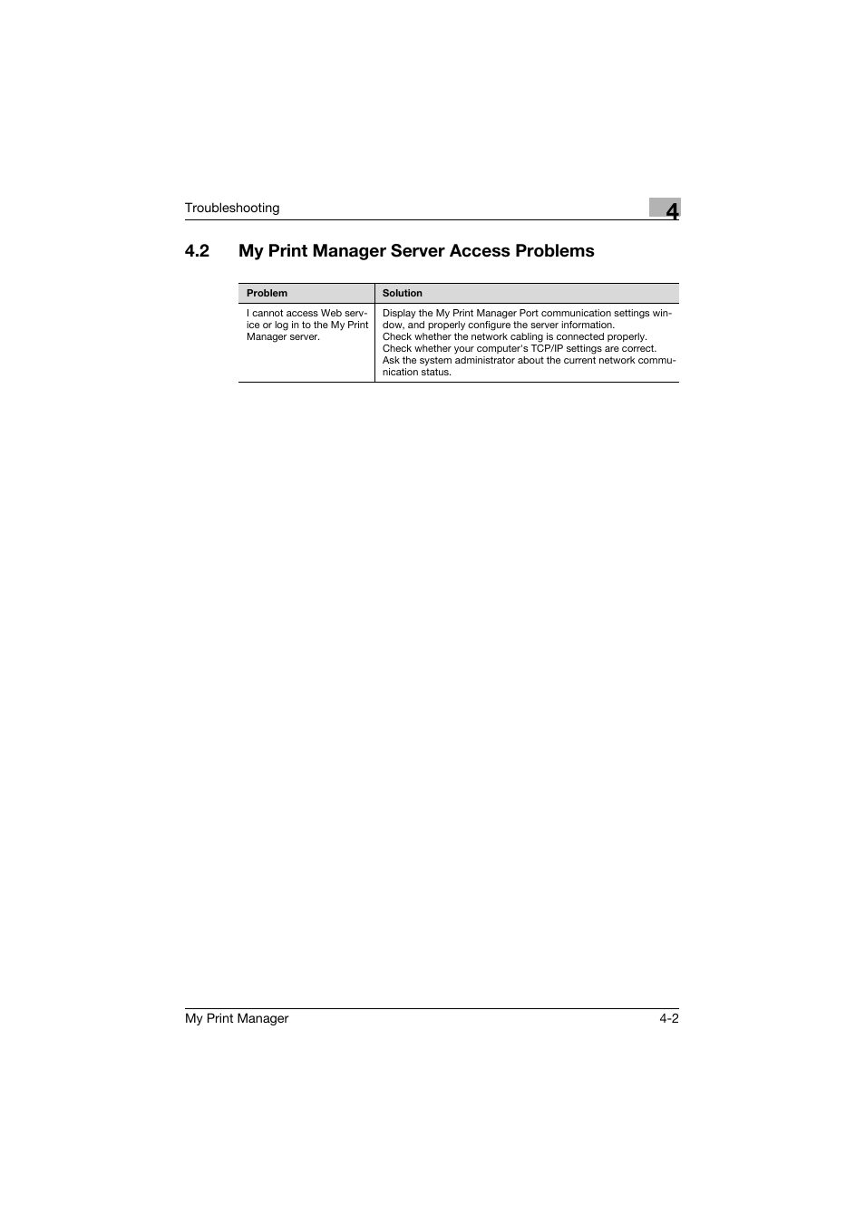 2 my print manager server access problems, My print manager server access problems -2 | Konica Minolta PageScope Enterprise Suite User Manual | Page 52 / 53