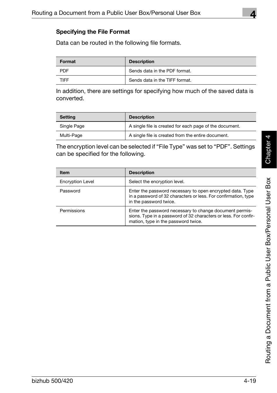 Specifying the file format -19 | Konica Minolta bizhub 500 User Manual | Page 118 / 218