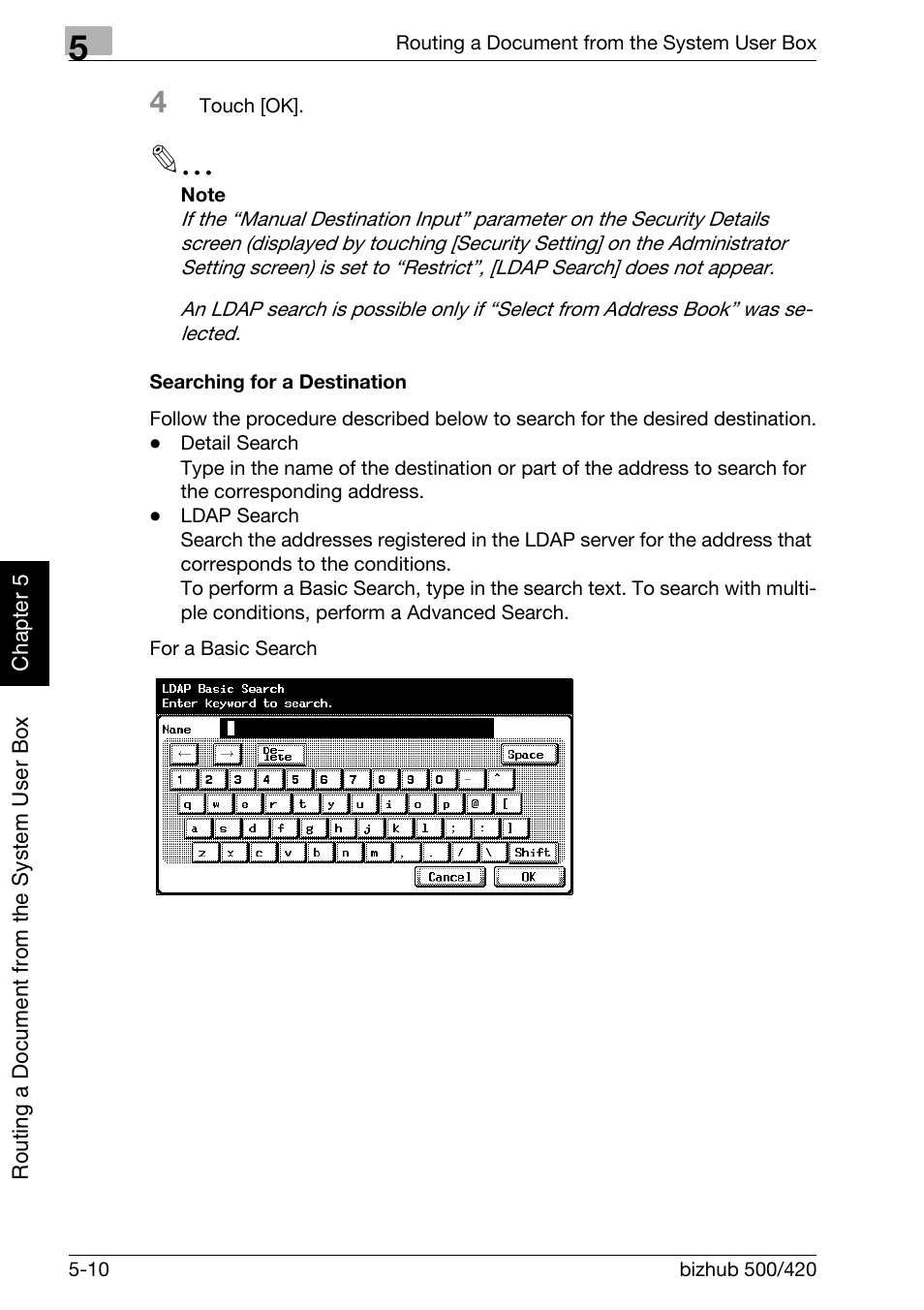 Searching for a destination -10 | Konica Minolta bizhub 500 User Manual | Page 135 / 218