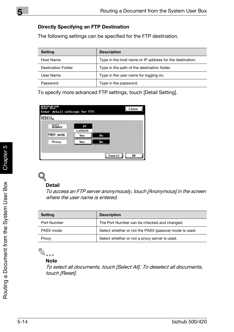 Directly specifying an ftp destination -14 | Konica Minolta bizhub 500 User Manual | Page 139 / 218