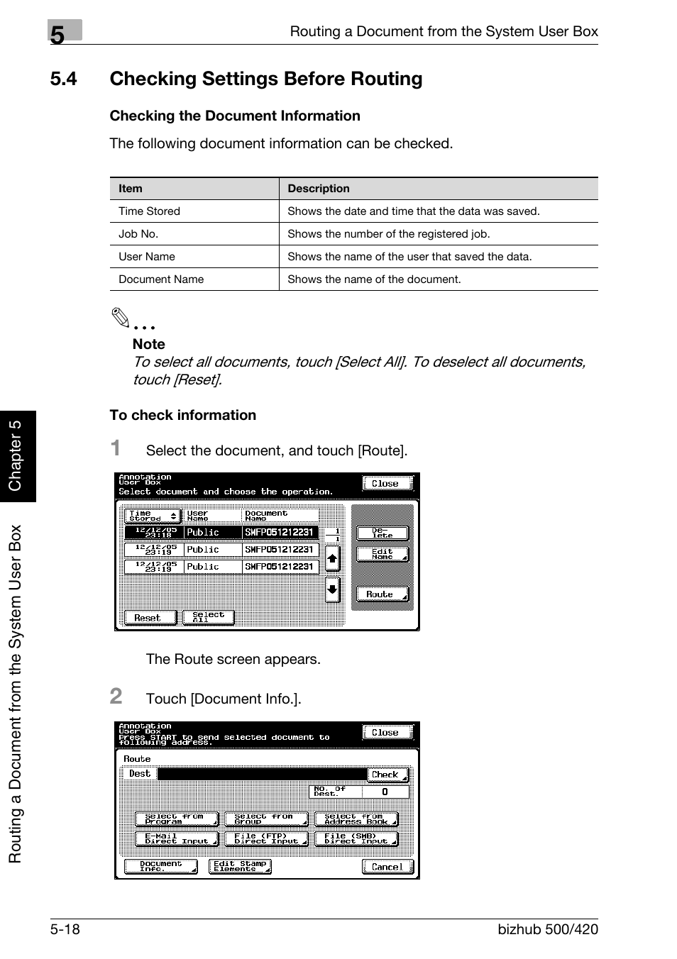 4 checking settings before routing, Checking settings before routing -18 | Konica Minolta bizhub 500 User Manual | Page 143 / 218