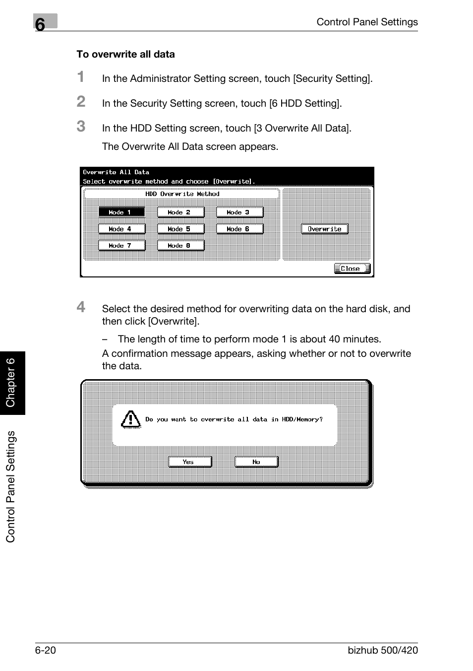 To overwrite all data -20 | Konica Minolta bizhub 500 User Manual | Page 167 / 218