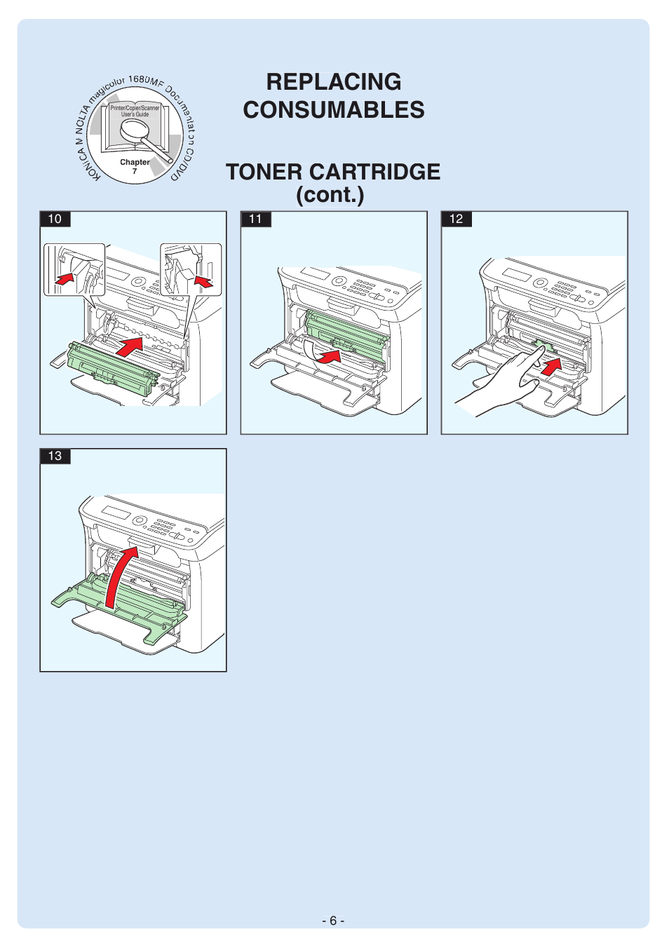 Replacing consumables, Toner cartridge (cont.) | Konica Minolta magicolor 1680MF User Manual | Page 6 / 8