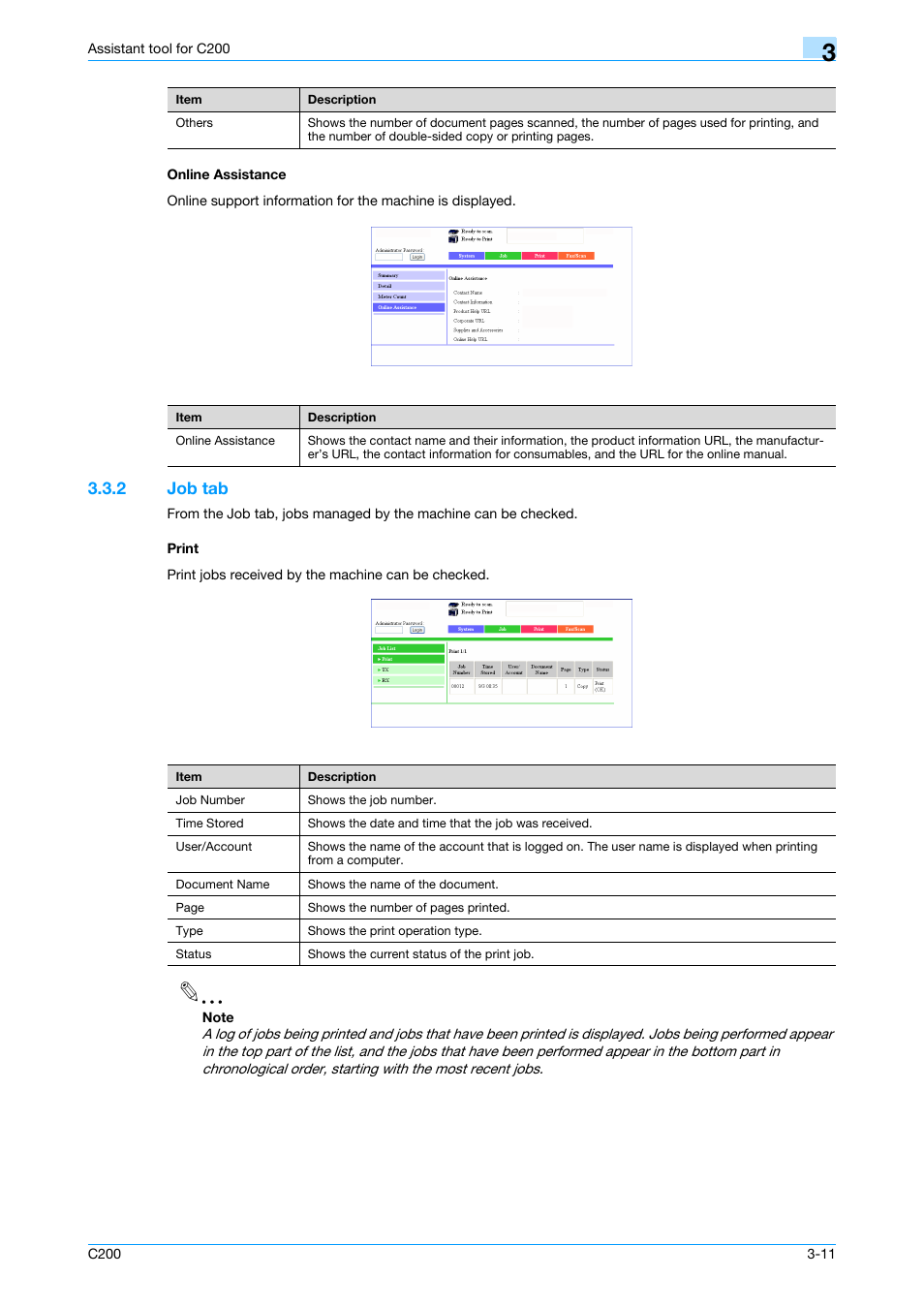 Online assistance, 2 job tab, Print | Online assistance -11, Job tab -11 print -11 | Konica Minolta bizhub C200 User Manual | Page 106 / 167