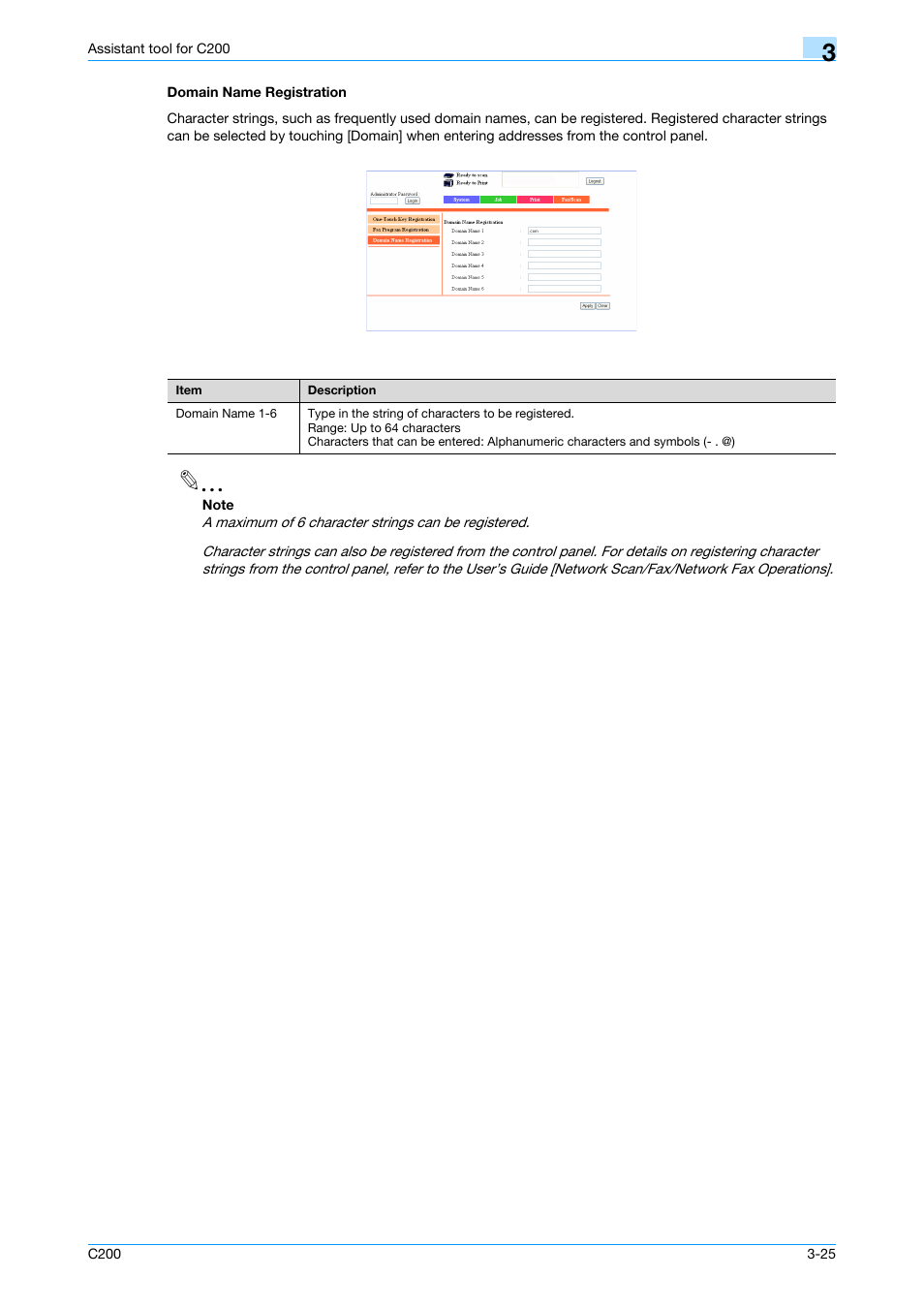 Domain name registration, Domain name registration -25 | Konica Minolta bizhub C200 User Manual | Page 120 / 167