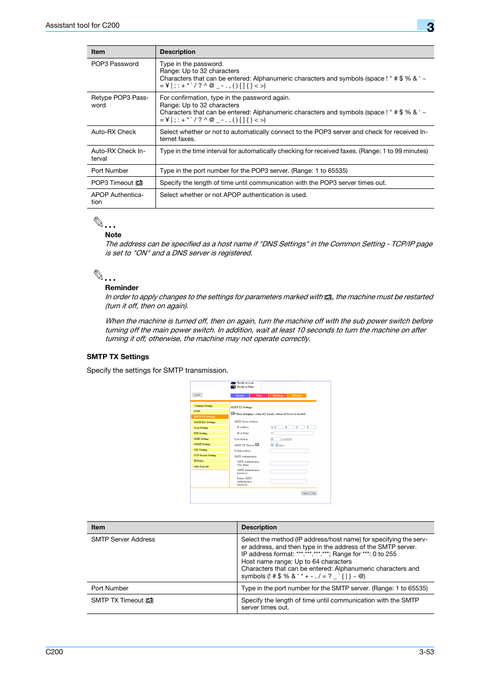 Smtp tx settings, Smtp tx settings -53 | Konica Minolta bizhub C200 User Manual | Page 148 / 167