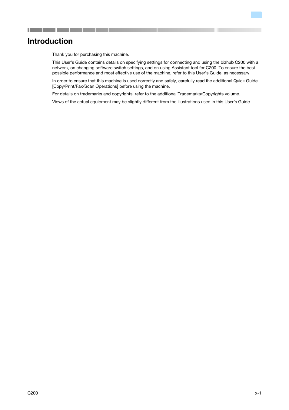 Introduction | Konica Minolta bizhub C200 User Manual | Page 2 / 167