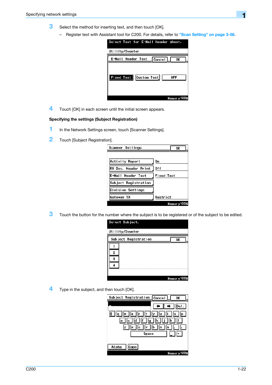 Specifying the settings (subject registration), Specifying the settings (subject registration) -22 | Konica Minolta bizhub C200 User Manual | Page 33 / 167