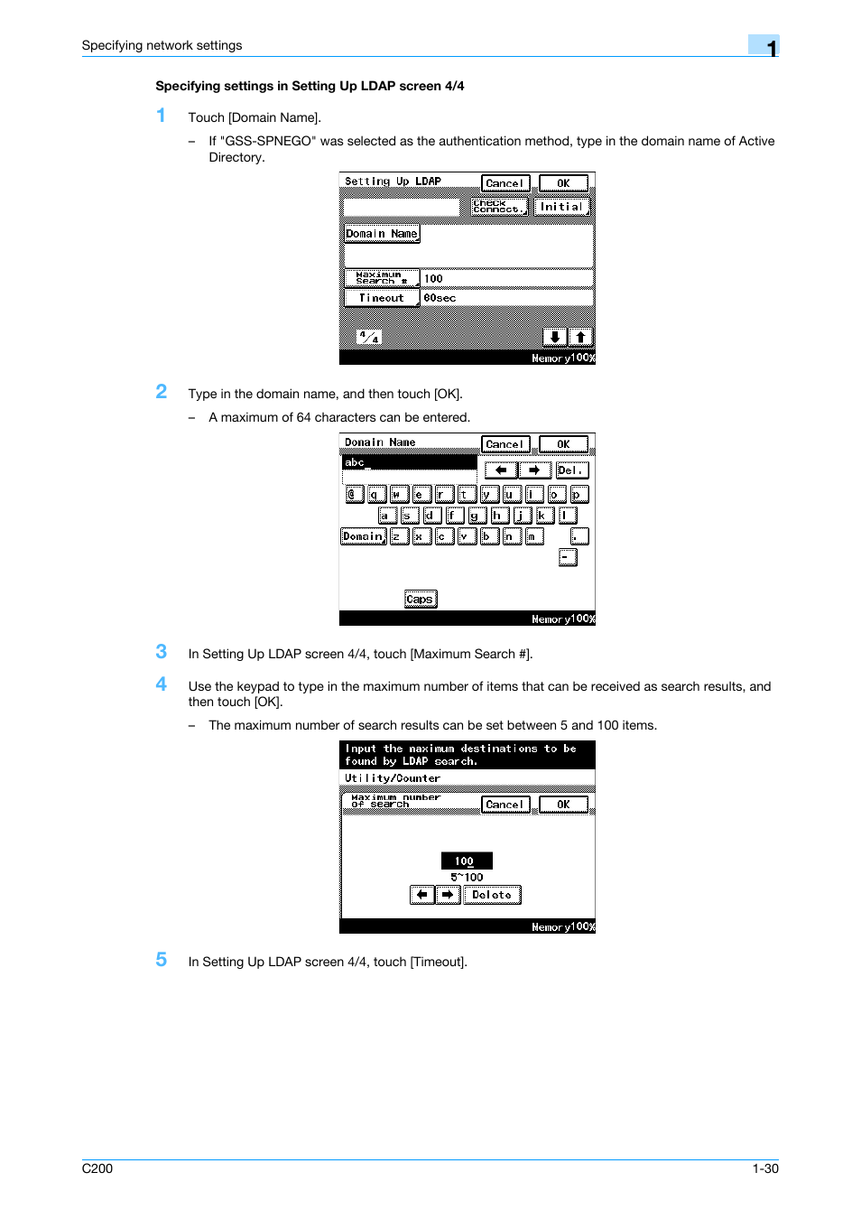 Specifying settings in setting up ldap screen 4/4 | Konica Minolta bizhub C200 User Manual | Page 41 / 167