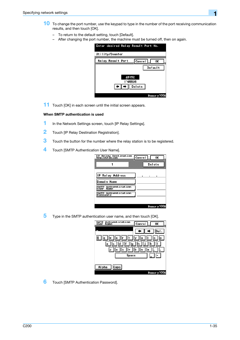 When smtp authentication is used, When smtp authentication is used -35 | Konica Minolta bizhub C200 User Manual | Page 46 / 167