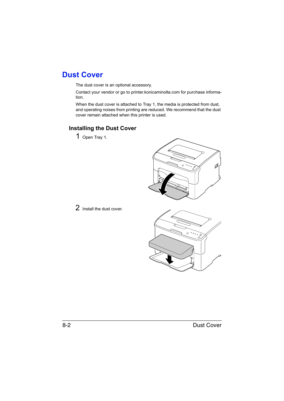 Dust cover, Installing the dust cover, Dust cover -2 | Installing the dust cover -2 | Konica Minolta magicolor 1600W User Manual | Page 119 / 125