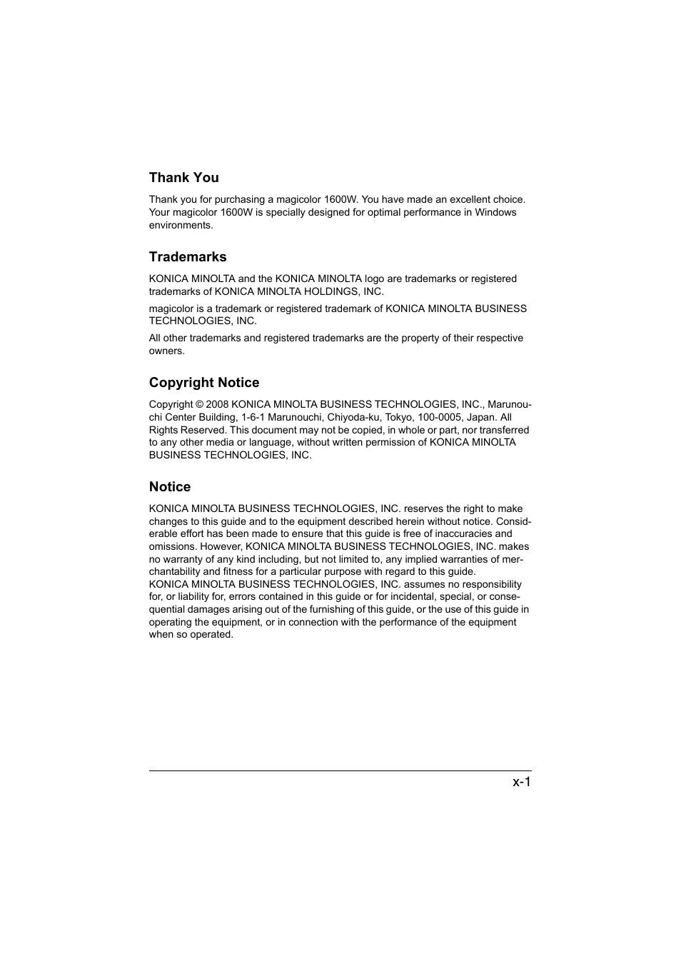 Konica Minolta magicolor 1600W User Manual | Page 2 / 125