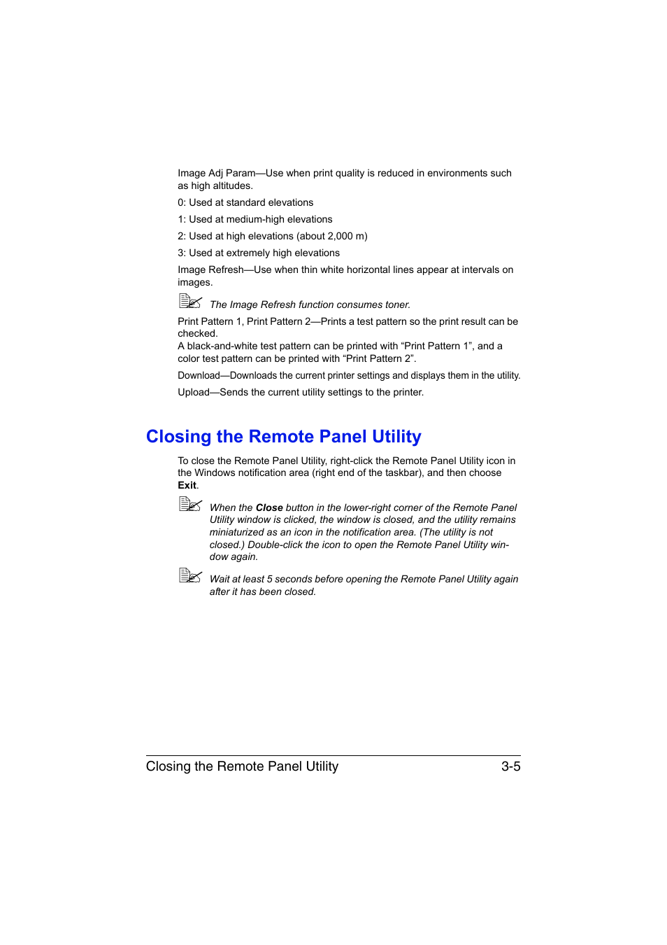 Closing the remote panel utility, Closing the remote panel utility -5 | Konica Minolta magicolor 1600W User Manual | Page 32 / 125