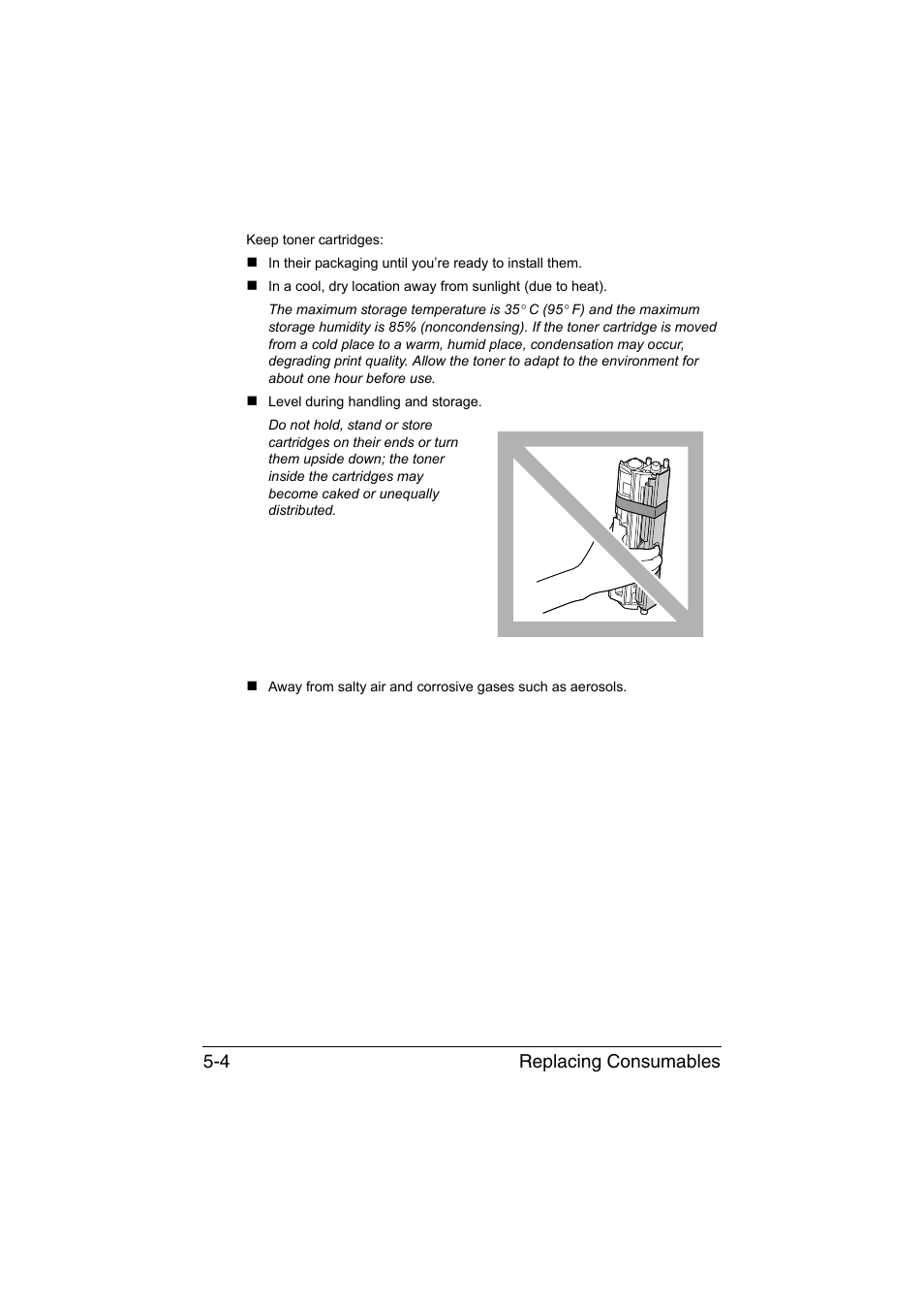 Replacing consumables 5-4 | Konica Minolta magicolor 1600W User Manual | Page 53 / 125
