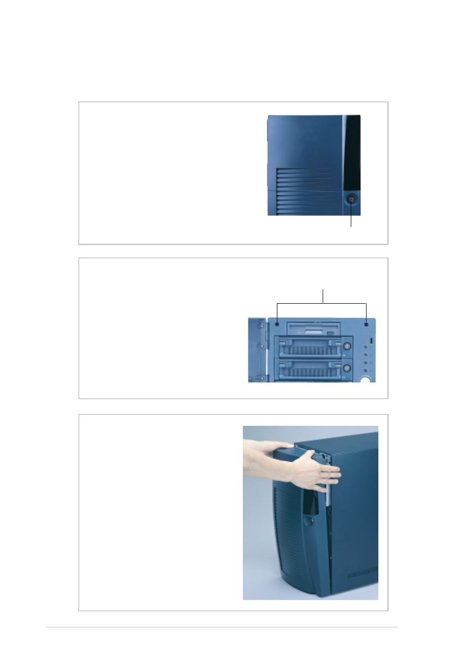 1 remove the front cover, Unlock the front panel, Remove the screws | Remove the panel | Asus Pentium III IDE RAID Server AP110 User Manual | Page 20 / 50