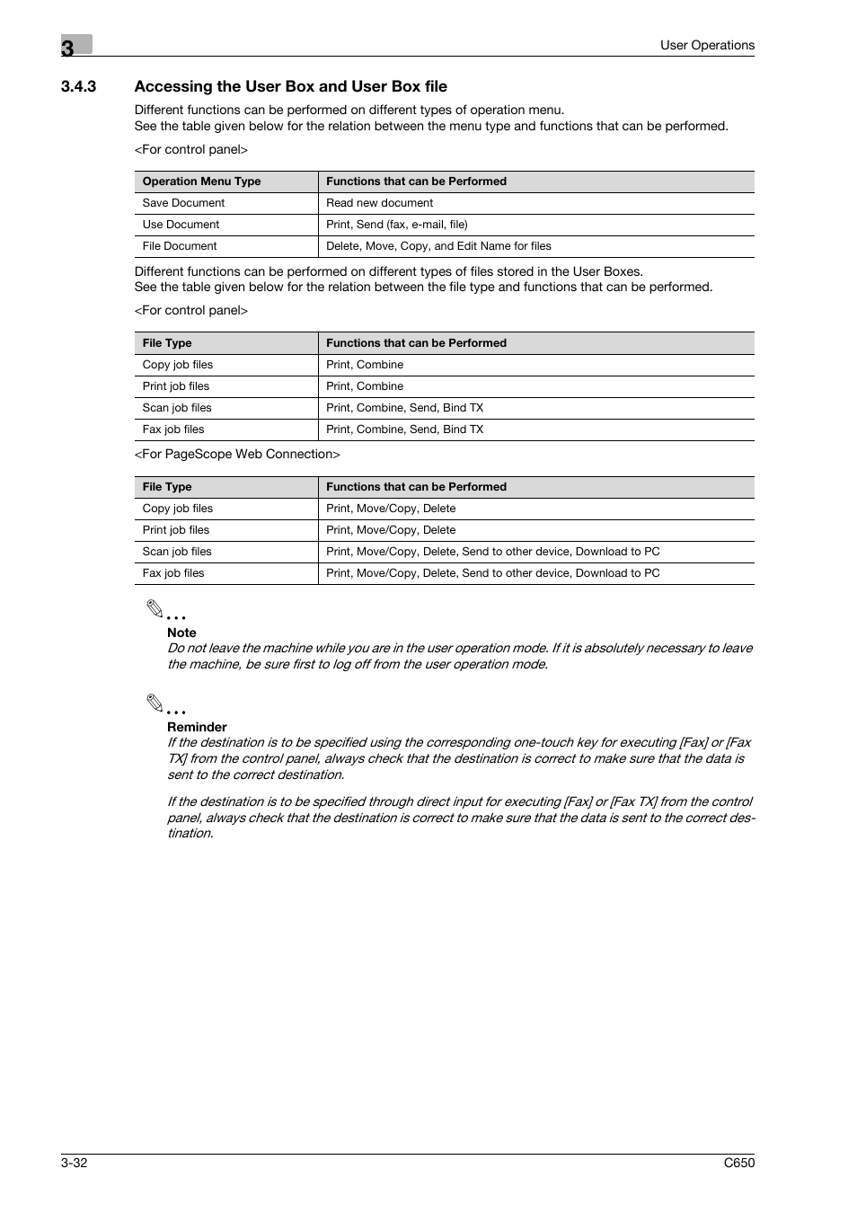 3 accessing the user box and user box file, Accessing the user box and user box file -32 | Konica Minolta bizhub C650 User Manual | Page 147 / 192