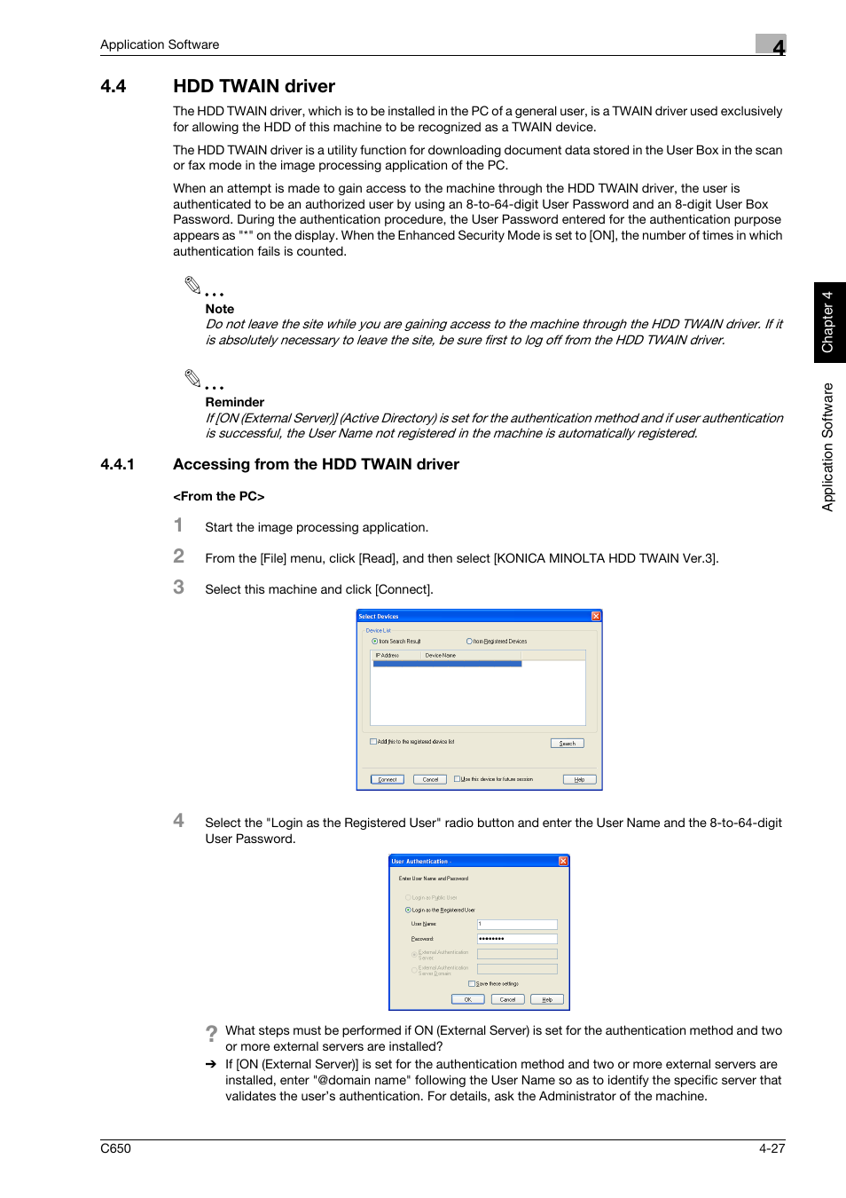 4 hdd twain driver, 1 accessing from the hdd twain driver, From the pc | Hdd twain driver -27 | Konica Minolta bizhub C650 User Manual | Page 180 / 192