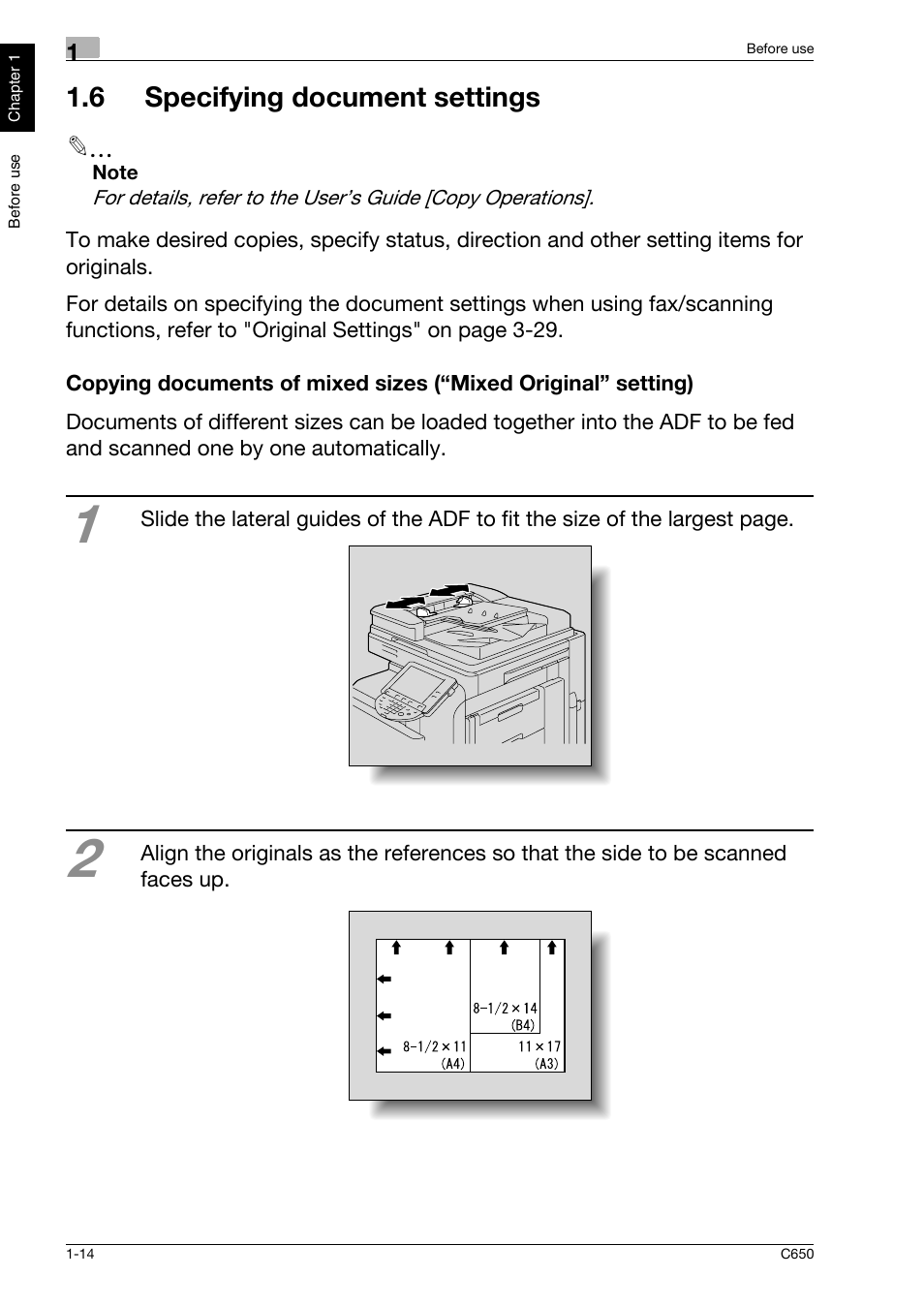 6 specifying document settings, 6 specifying document settings -14 | Konica Minolta bizhub C650 User Manual | Page 21 / 118