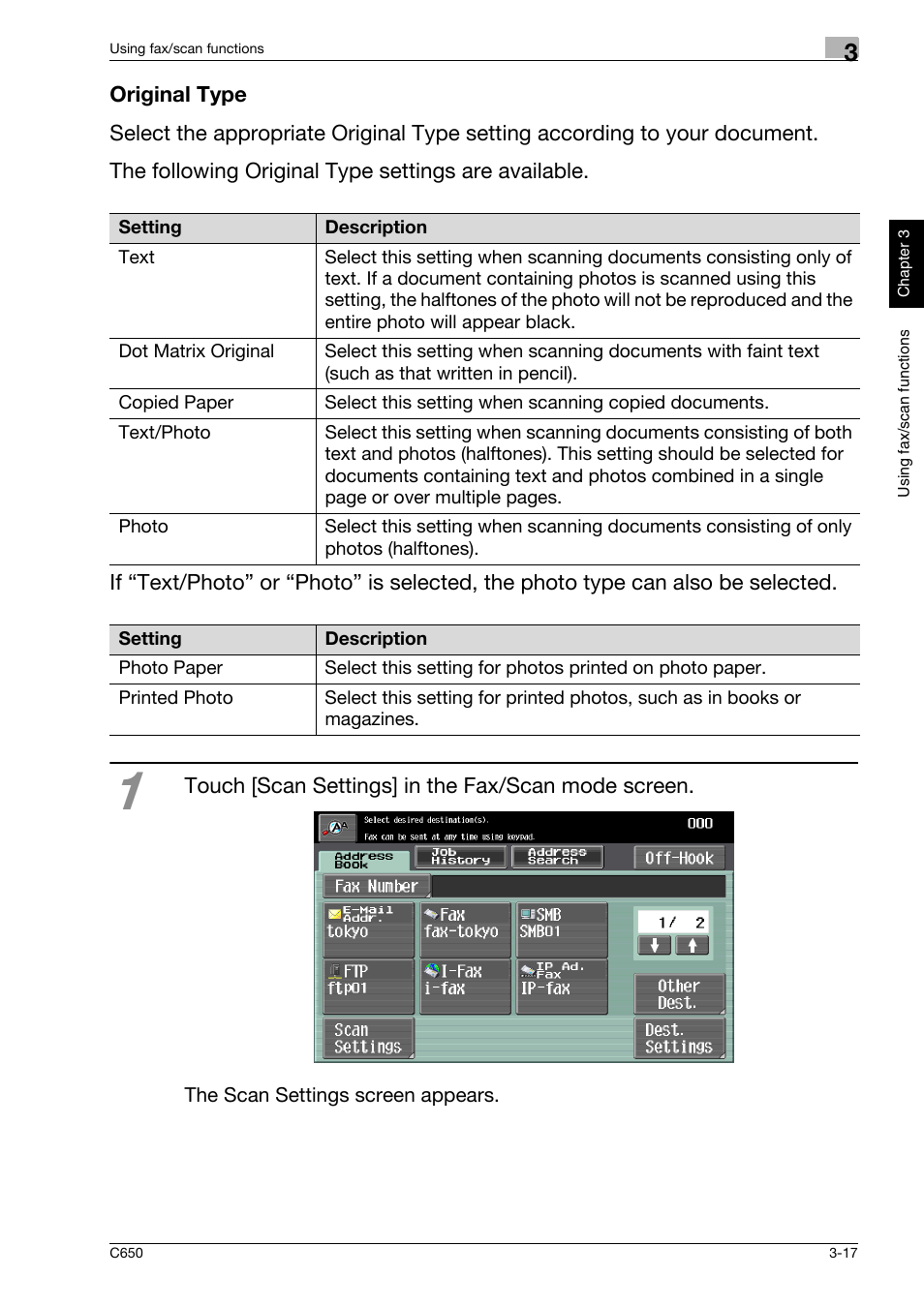 Original type, Original type -17 | Konica Minolta bizhub C650 User Manual | Page 90 / 118