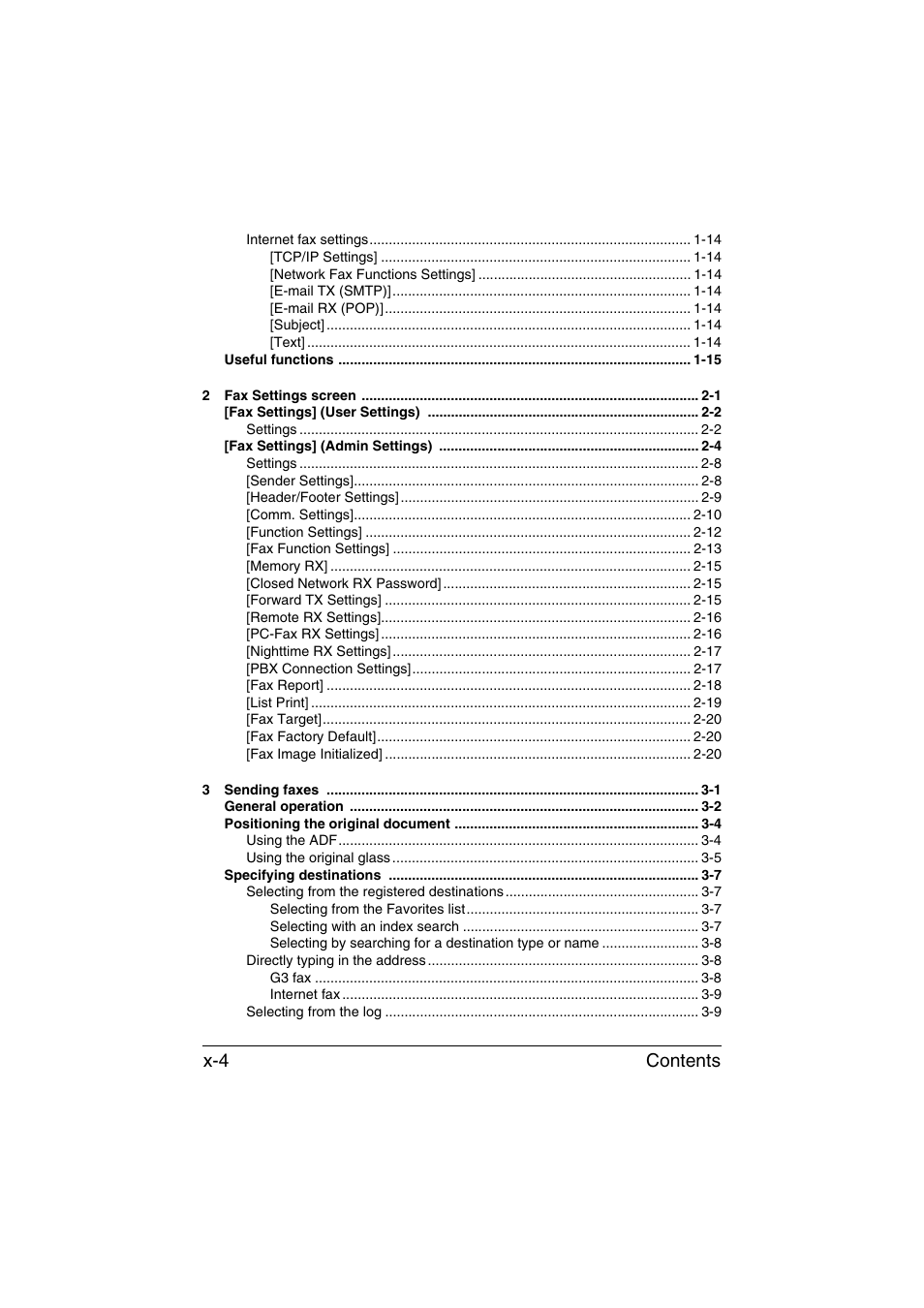 Contents x-4 | Konica Minolta bizhub C35 User Manual | Page 5 / 140