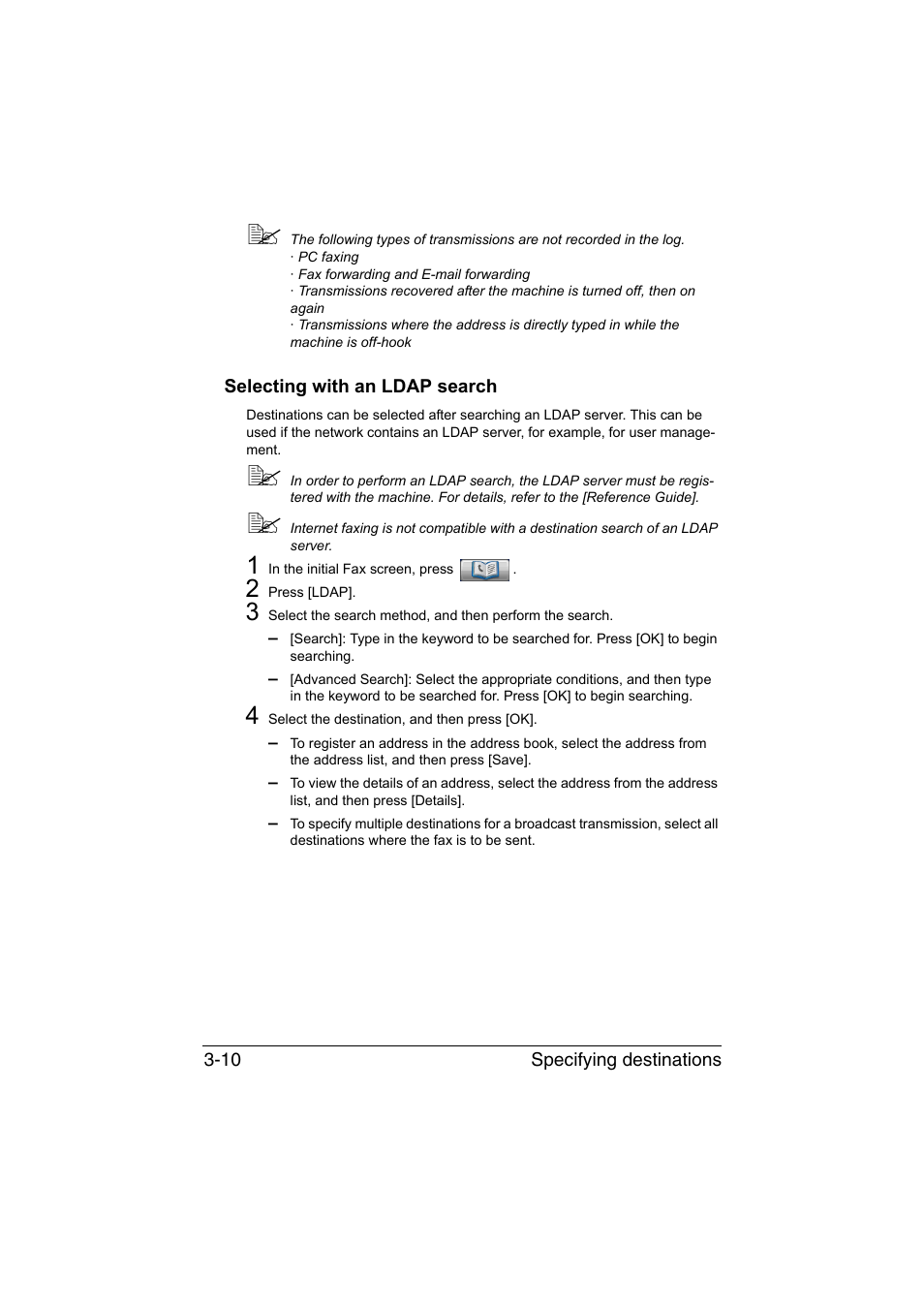 Selecting with an ldap search, Selecting with an ldap search -10 | Konica Minolta bizhub C35 User Manual | Page 55 / 140