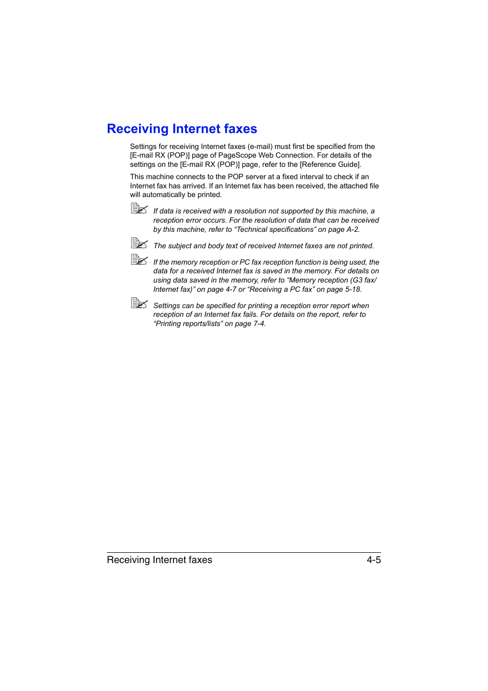 Receiving internet faxes, Receiving internet faxes -5 | Konica Minolta bizhub C35 User Manual | Page 74 / 140