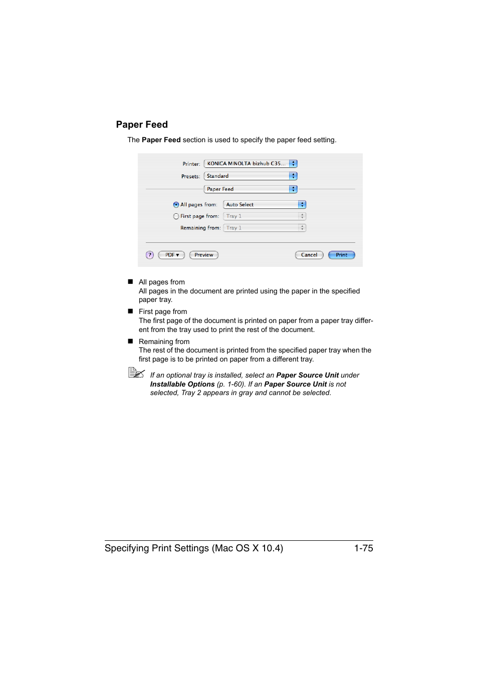 Paper feed, Paper feed -75 | Konica Minolta bizhub C35P User Manual | Page 100 / 409