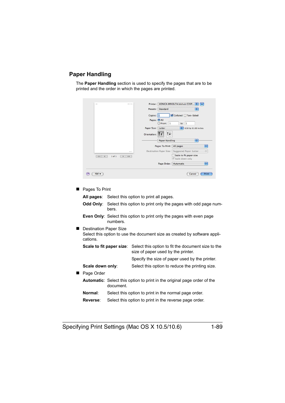 Paper handling, Paper handling -89 | Konica Minolta bizhub C35P User Manual | Page 114 / 409