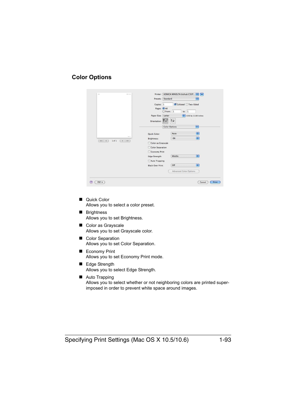 Color options, Color options -93 | Konica Minolta bizhub C35P User Manual | Page 118 / 409