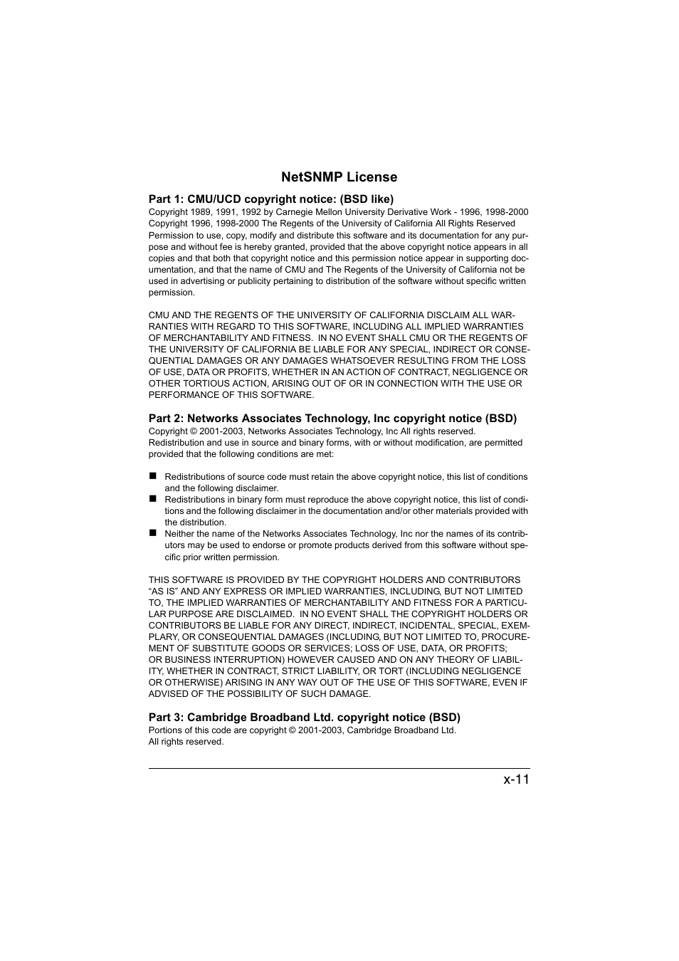 X-11 netsnmp license | Konica Minolta bizhub C35P User Manual | Page 12 / 409