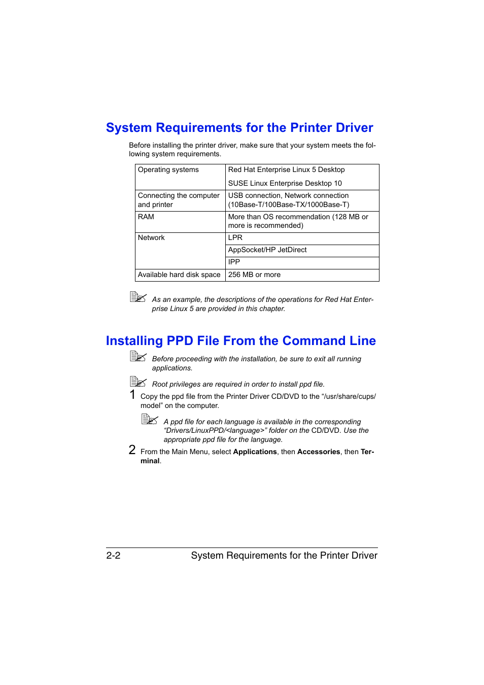 System requirements for the printer driver, Installing ppd file from the command line | Konica Minolta bizhub C35P User Manual | Page 137 / 409