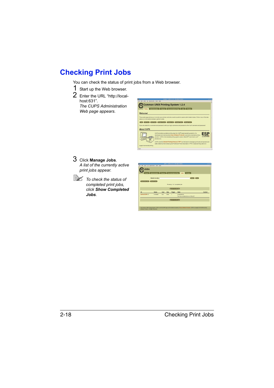 Checking print jobs, Checking print jobs -18 | Konica Minolta bizhub C35P User Manual | Page 153 / 409